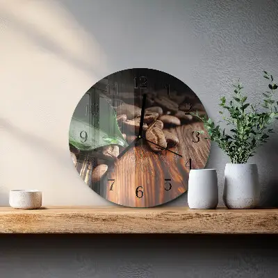 Wandklok glas decoratie rond Koffiebonen
