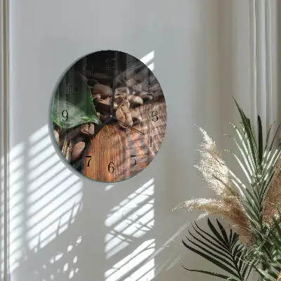 Wandklok glas decoratie rond Koffiebonen