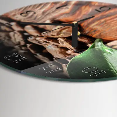 Wandklok glas decoratie rond Koffiebonen