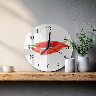 Ronde glas klok Chilipeper