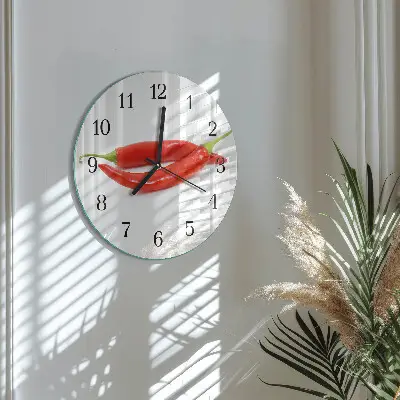 Ronde glas klok Chilipeper
