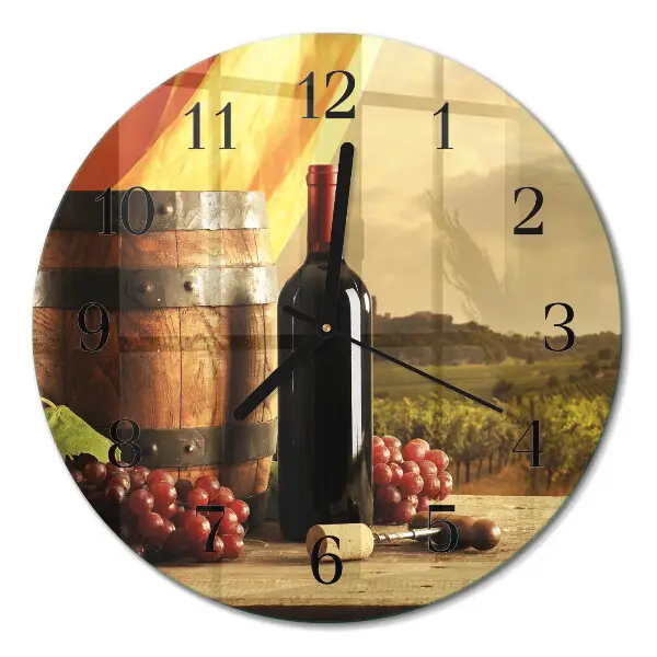 Wandklok glas decoratie rond Een wijnvat