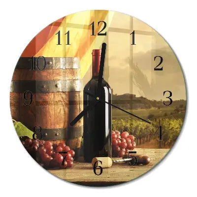 Wandklok glas decoratie rond Een wijnvat