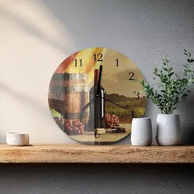 Wandklok glas decoratie rond Een wijnvat