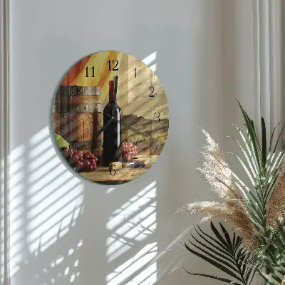 Wandklok glas decoratie rond Een wijnvat