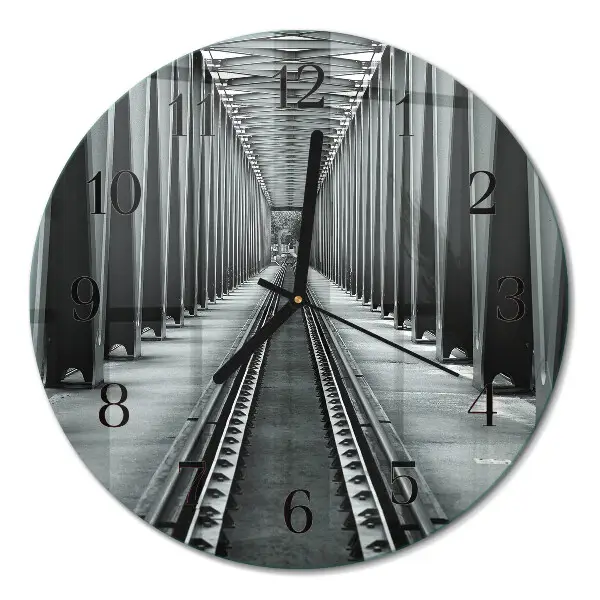 Ronde glazen wandklok Spoorwegen