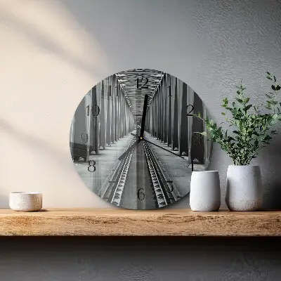 Ronde glazen wandklok Spoorwegen