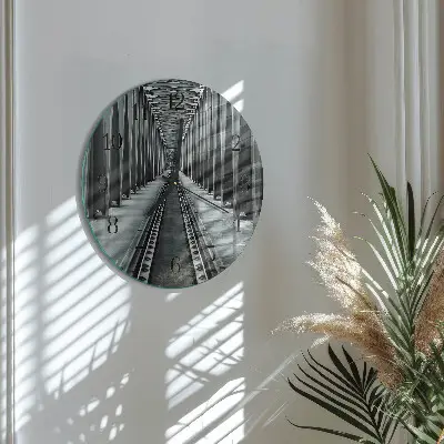Ronde glazen wandklok Spoorwegen