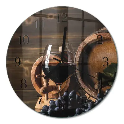 Wandklok glas decoratie rond Een wijnvat