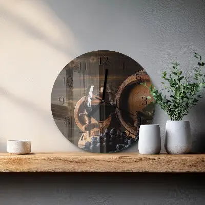 Wandklok glas decoratie rond Een wijnvat