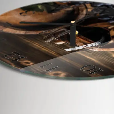 Wandklok glas decoratie rond Een wijnvat