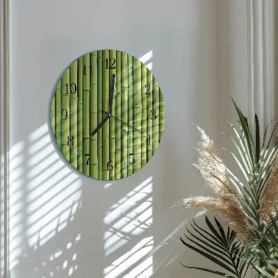 Wandklok glas decoratie rond Bamboe