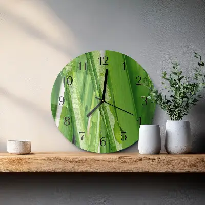 Wandklok glas decoratie rond Gras