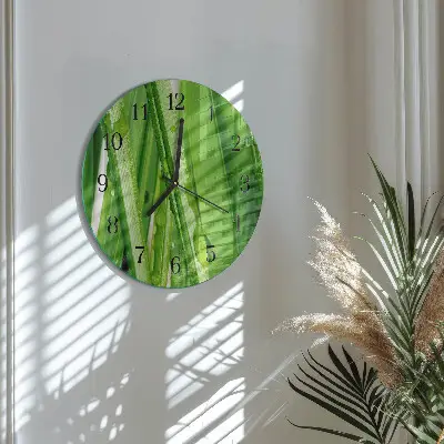 Wandklok glas decoratie rond Gras