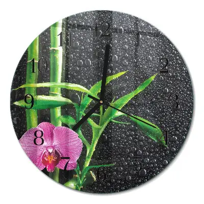 Wandklok glas decoratie rond Bamboe spa