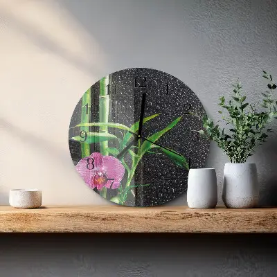 Wandklok glas decoratie rond Bamboe spa
