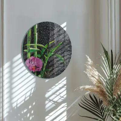 Wandklok glas decoratie rond Bamboe spa