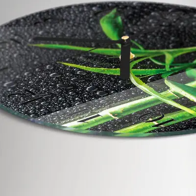 Wandklok glas decoratie rond Bamboe spa
