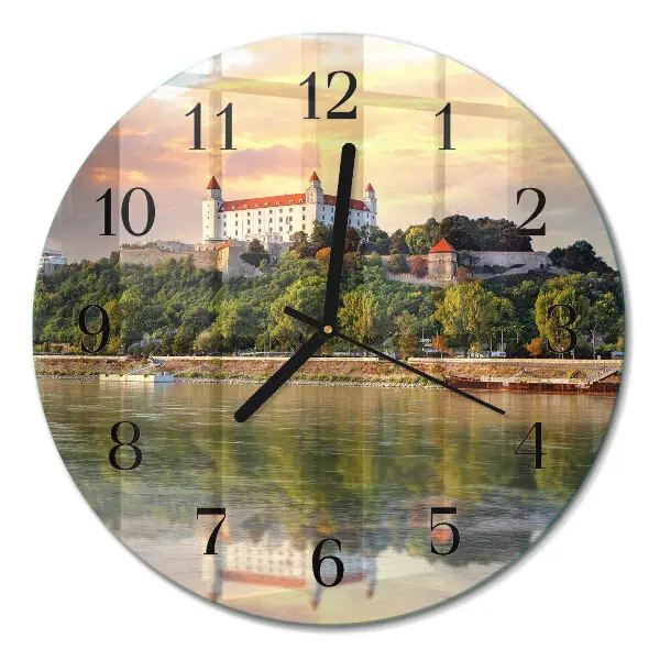 Ronde glas klok Kasteel aan de rivier