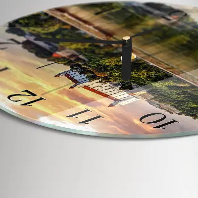 Ronde glas klok Kasteel aan de rivier