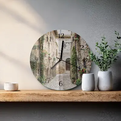 Ronde glazen wandklok Laan