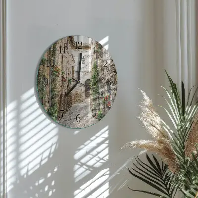 Ronde glazen wandklok Laan