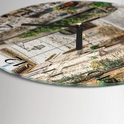 Ronde glazen wandklok Laan