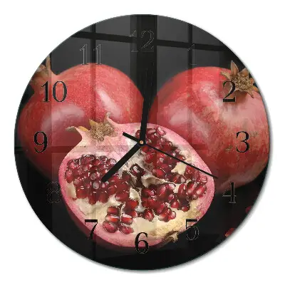 Wandklok glas decoratie rond Granaat