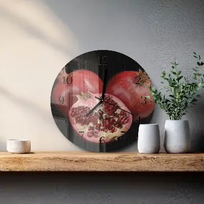 Wandklok glas decoratie rond Granaat
