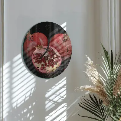 Wandklok glas decoratie rond Granaat