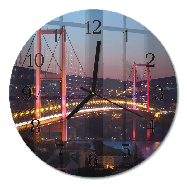 Ronde glazen wandklok Brug