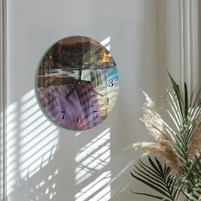 Wandklok glas decoratie rond Waterval