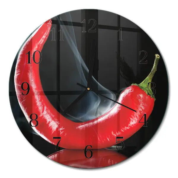 Ronde glas klok Chilipeper