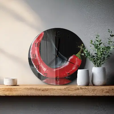 Ronde glas klok Chilipeper