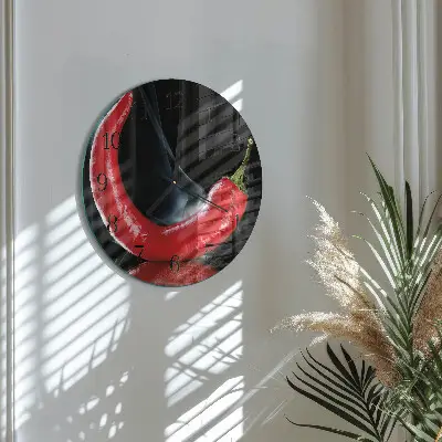 Ronde glas klok Chilipeper