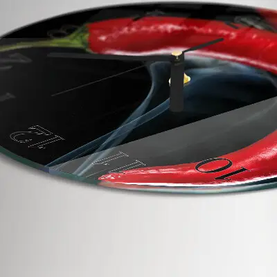 Ronde glas klok Chilipeper