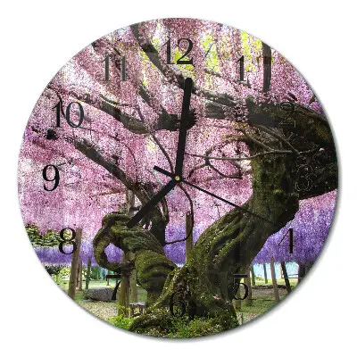 Klok glas met opdruk rond Bomen