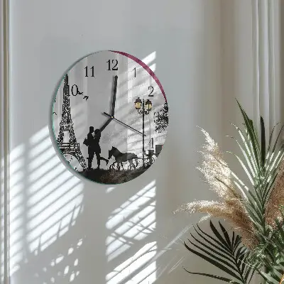 Ronde glazen wandklok Liefde voor parijs