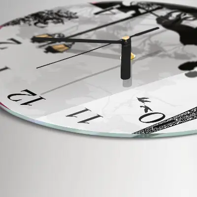 Ronde glazen wandklok Liefde voor parijs