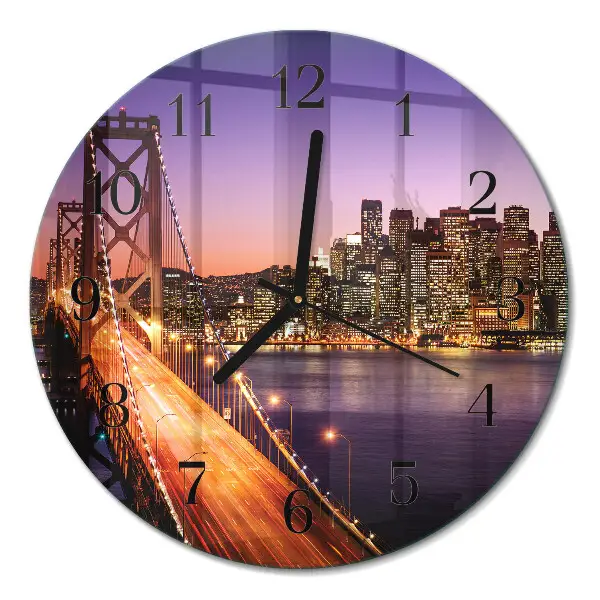 Wandklok glas decoratie rond Stad van bruggen