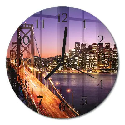 Wandklok glas decoratie rond Stad van bruggen