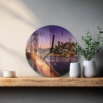 Wandklok glas decoratie rond Stad van bruggen