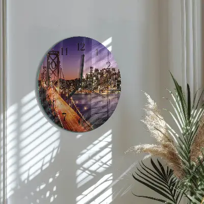 Wandklok glas decoratie rond Stad van bruggen