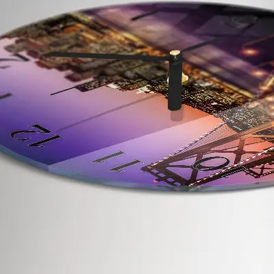 Wandklok glas decoratie rond Stad van bruggen