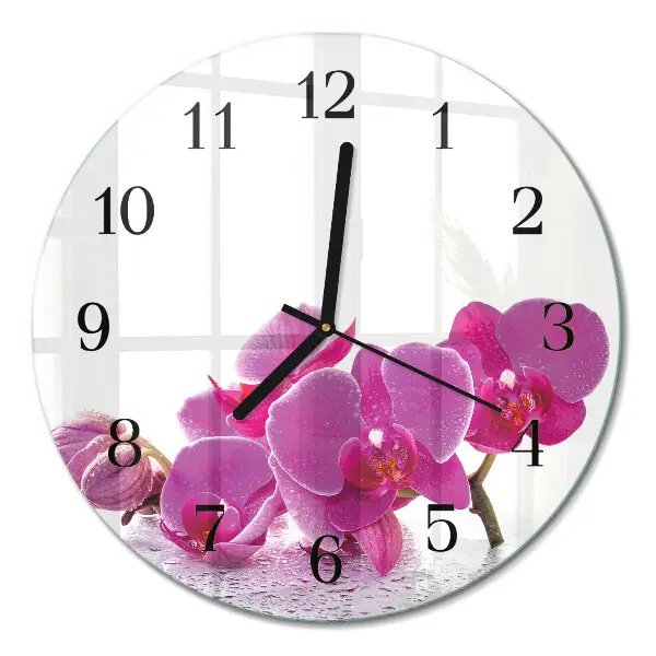 Ronde glazen klok Orchidee