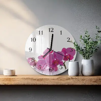 Ronde glazen klok Orchidee