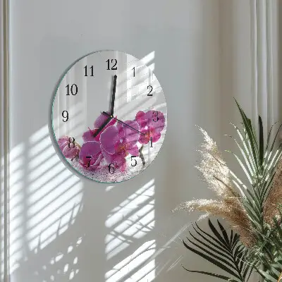 Ronde glazen klok Orchidee