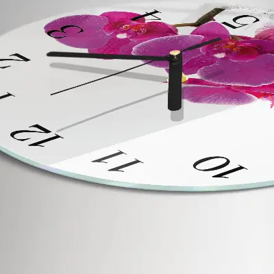 Ronde glazen klok Orchidee