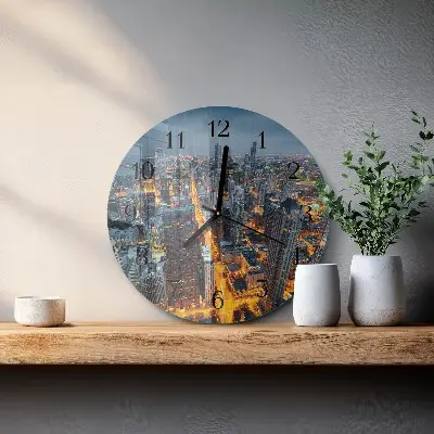 Ronde glas klok Nachtstad