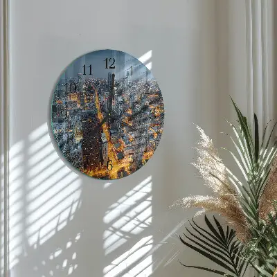 Ronde glas klok Nachtstad
